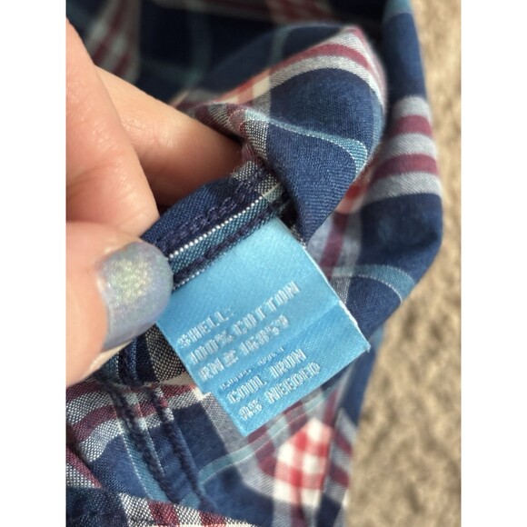 J. McLaughlin Mens‎ Large Trim Fit Casual Button Up Shirt Plaid Preppy Red Blue - Picture 5 of 7